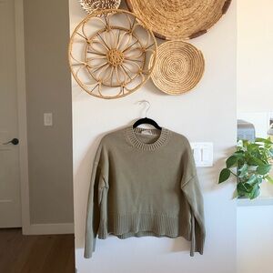Everlane Olive Knit Crewneck Sweater